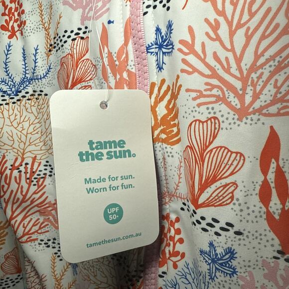 NWT Tame the Sun Long Sleeve Coral Print Swimsuit One Piece Girls Size 12 UPF 50 - Picture 5 of 6